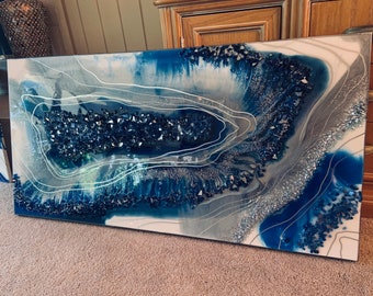 Geode Resin Wall Art Glass Crystal Big Agate Abstract Modern