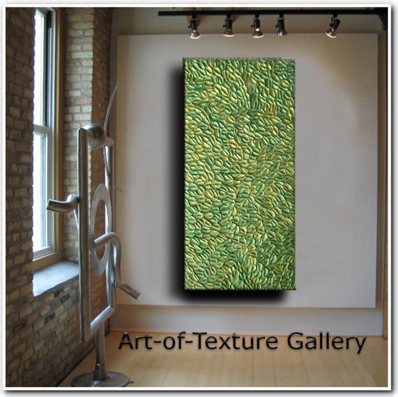 Abstract Texture Painting 48 X 24 Original Modern Green Sage Etsy