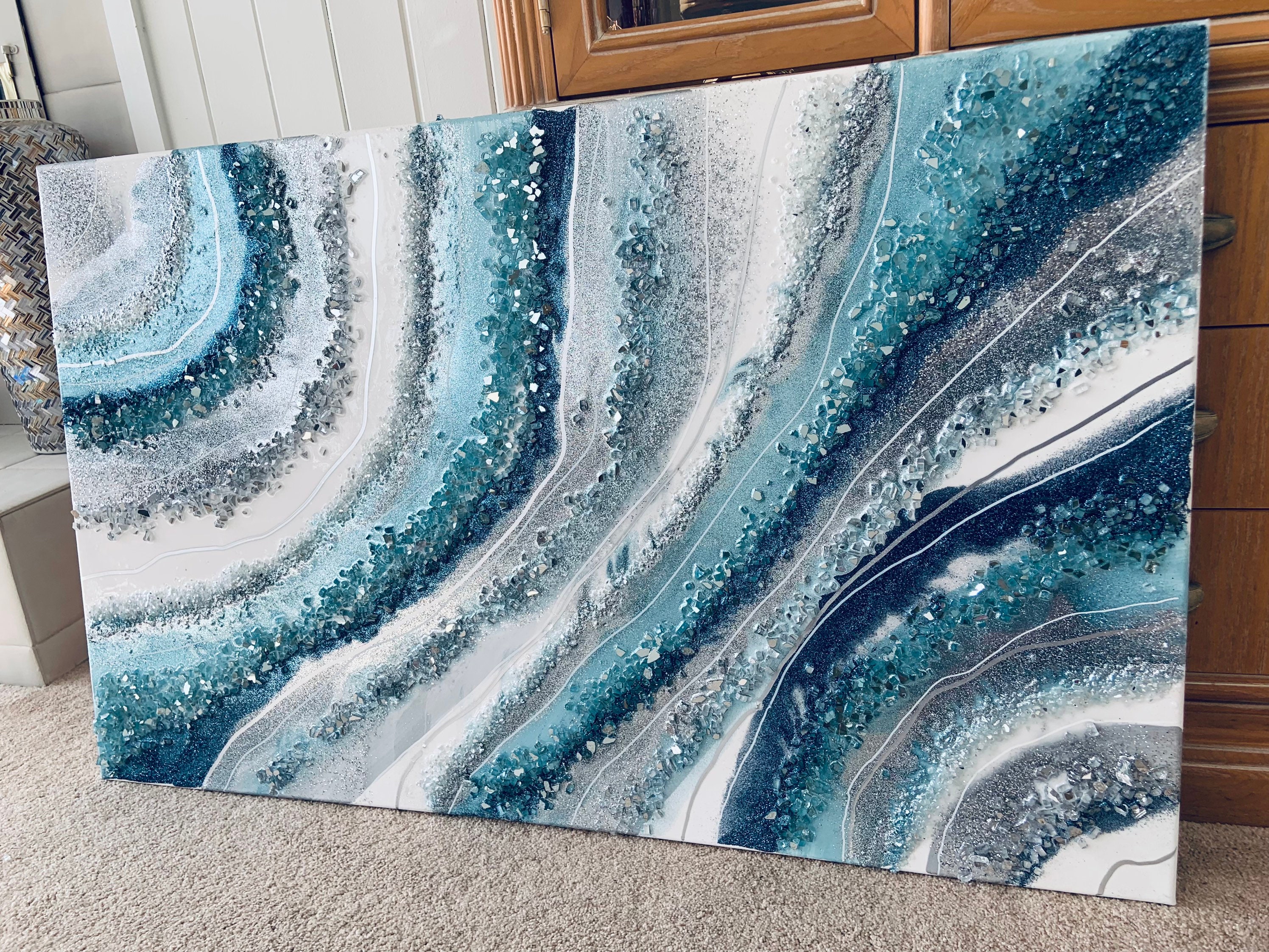 Glass Resin Agate Geode Big to Huge Painting Quartz Glass