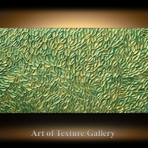 Abstract Texture Painting 48 x 24 Original Modern Green Sage Metallic Knife Sculpture Impasto Oil by Je Hlobik