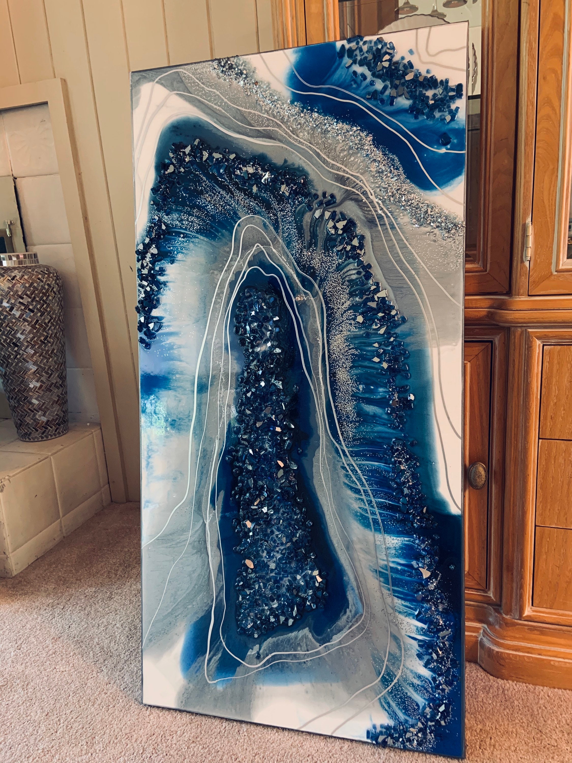 Geode Resin Wall Art Glass Crystal Big Agate Abstract Modern