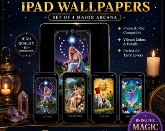 Tarot Card Phone & iPad Wallpaper Set: Major Arcana Art Digital Download