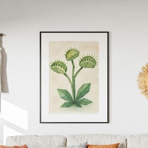 Venus Flytrap Watercolor Print: Geometric Botanical Art (Digital Download)