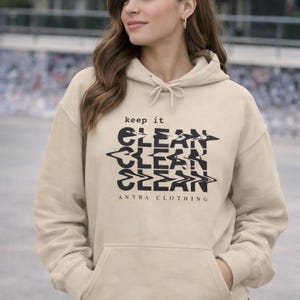 Keep It Clean glitch text Hoodie | I Am Watching You eye back print Hoodie