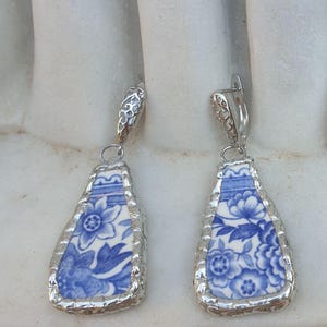 Earrings with flowers, boho jewelry, vintage porcelain jewelry, broken china earrings, unique gift for girlfriend