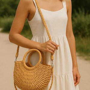 Sac fourre-tout en paille d'été - Sac à main tissé avec intérieur doublé, sac à main de plage élégant pour femme