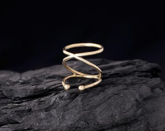 925 Sterling Silver Interlocking Double Loop Ring | Adjustable Minimalist Statement Jewelry