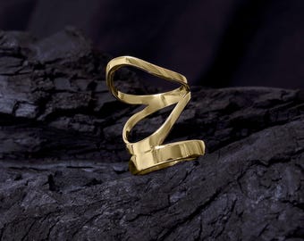 Sterling Silver Interlocking Loop Ring | Geometric Adjustable Band Jewelry