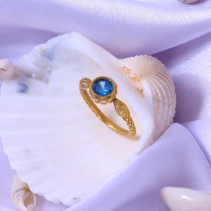 Blue Topaz Snake Ring, 925 Sterling Silver Serpent Band, Engagement Ring, Topaz Gemstone Ring, Topaz Jewelry, Blue Topaz Round Gemstone Ring