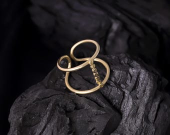 925 Sterling Silver Interlocking Double Loop Ring | Adjustable Minimalist Statement Jewelry