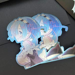 Rem Re:Zero Vinyl Sticker Decal Blue Hair Girl Maid Cafe Anime Metallic, Natsuki Subaru Ram Oni Remu Waifu Kawai Anime