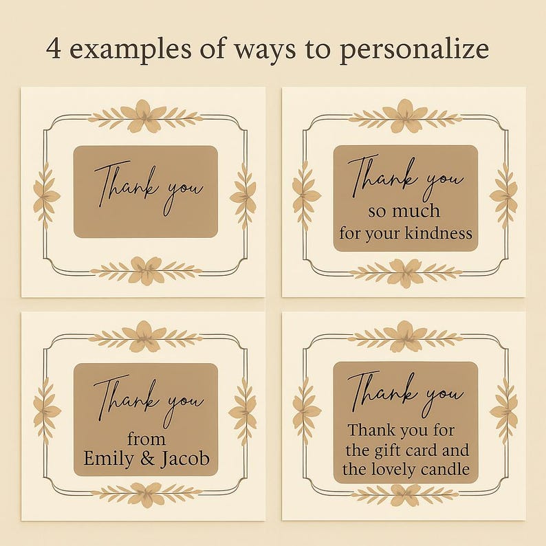 Rustic Floral Thank You Card Template – Editable Neutral Brown ...