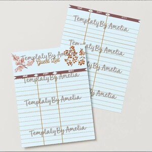 Modello di lista degli invitati al matrimonio autunnale - Tracker RSVP e note stampabile - Design floreale autunnale