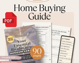 Homebuying Guide + Tracker | Workbook & Planner | Step-by-Step Home Buying Guide + Printable Worksheets | PDF Download