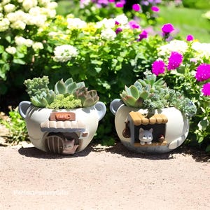 Kitten Planter | Planter For Office/Home | Small Plant Pot | Cute Plant Pot | Ornament For Garden | Gift For Her | Gift For Home