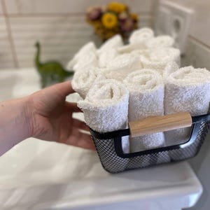 Handmade Face Towels – Set of 2 White Bamboo Cotton Towels – Soft & Absorbent – Serged Edges – Skincare, Spa, Eco-Friendly Bathroom Set