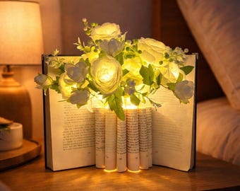LED Book bouquet / LED Book Vase . Book bouquet lamp. Bookish lamp . Book lamp .
