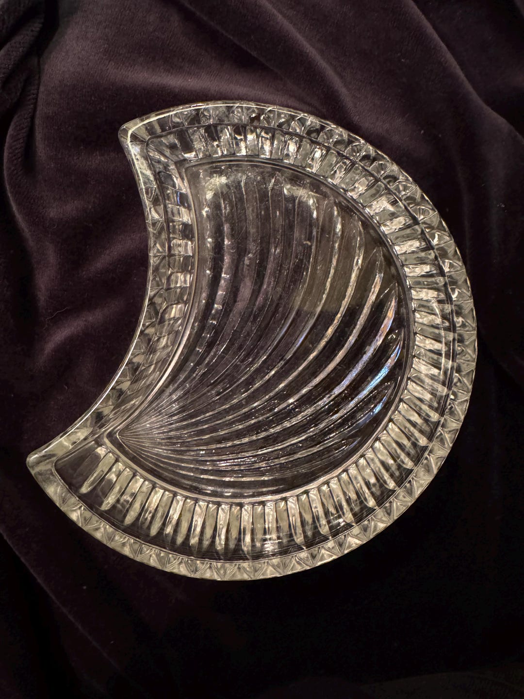 Vintage Mikasa Glass Crescent Moon / Shell Dish - Etsy