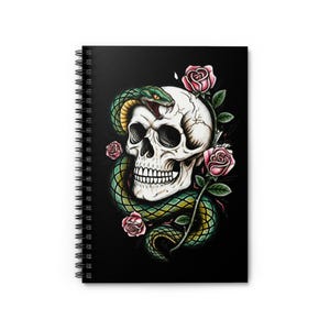 Tattoo Gothic Skull with Snake Journal Spiral Notebook - Ruled