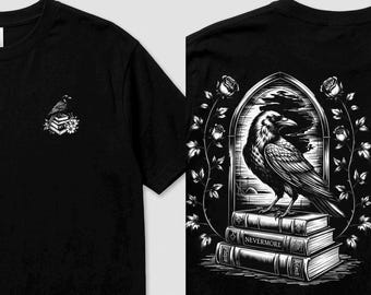 Edgar Allan Poe Shirt, The Raven Gothic Literature Tee, Vintage Book Lover Gift, Dark Academia Aesthetic Unisex T-Shirt