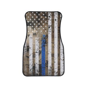 Patriotic Car Floor Mats, American Flag Design, Car Accessories, Home Decor, Gifts for Police Officers, Memorial Day, Veterans Day