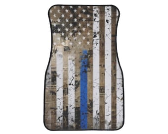 Patriotic Car Floor Mats, American Flag Design, Car Accessories, Home Decor, Gifts for Police Officers, Memorial Day, Veterans Day
