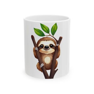 Adorable Sloth Ceramic Mug | Cute Sloth Mug for Nature Lovers, Animal Lover Gift, Eco-Friendly Coffee Cup, Sloth Lover Merchandise