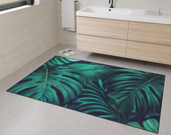 Tropical Floor Mat with Leaf Design, Home Decor, Outdoor Rug, Welcome Mat, Kitchen Flooring, Eco-Friendly, Housewarming Gift