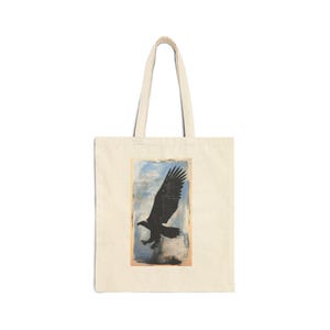 Eagle Soar Canvas Tote Bag, Inspirational Grocery Bag, Bird Lover Gift, Nature Eco-friendly Shopping Bag, Reusable Shoulder Bag