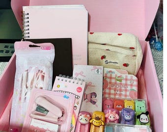 Kawaii Stationery 37 pieces Grab Bag for Pre Order, Handpicked, Extra Large, Planners, Notebooks, Pink, Cute set, Journaling kit, School