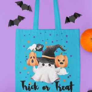 Halloween Ghost Tote Bag | Trick or Treat Reusable Bag, Spooky Season Essentials, Fall Fashion Accessory, Gift for Halloween Lovers