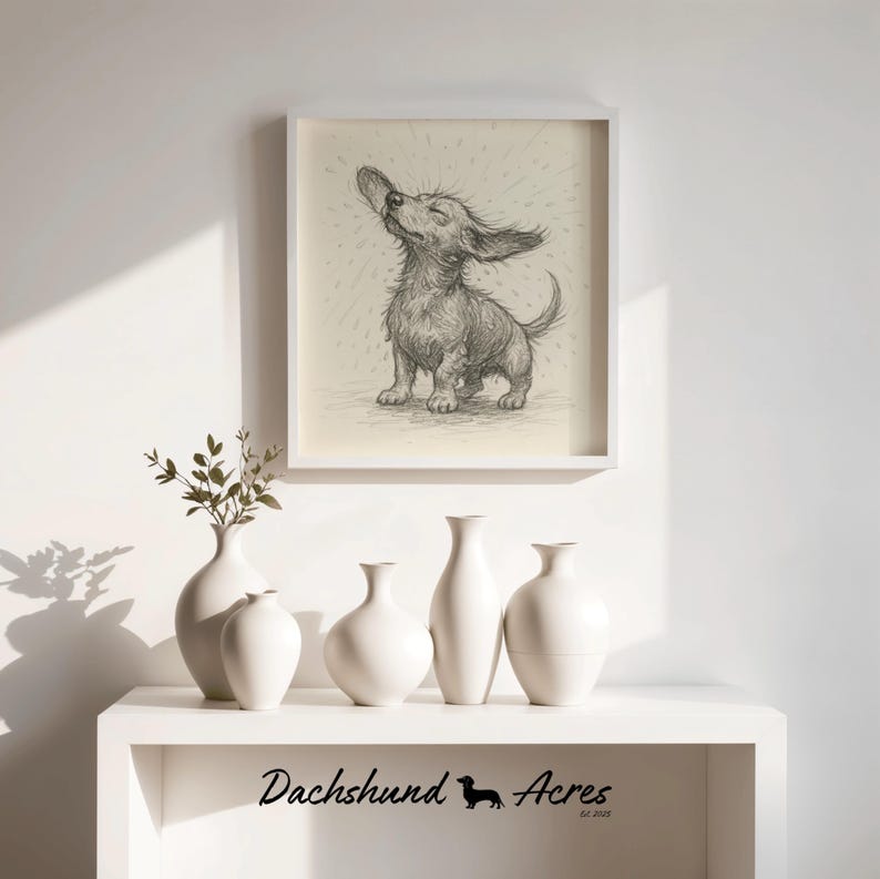 Dachshund 'Shake' Art Print | Vintage Pencil Sketch Illustration | Wiener Dog Gift | Pet Lover Gifts Bild 4