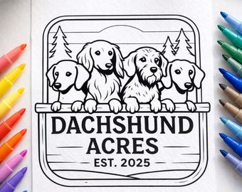 Dachshund Coloring Pages | Cottagecore Dog Art |DachshundAcres Founding members Edition Vol. 1 (PDF Download)
