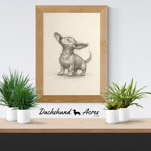 Dachshund 'Shake' Art Print | Vintage Pencil Sketch Illustration | Wiener Dog Gift | Pet Lover Gifts Bild 5