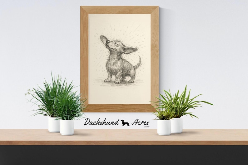 Dachshund 'Shake' Art Print | Vintage Pencil Sketch Illustration | Wiener Dog Gift | Pet Lover Gifts Bild 5