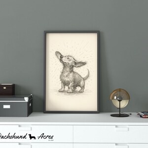 Dachshund 'Shake' Art Print | Vintage Pencil Sketch Illustration | Wiener Dog Gift | Pet Lover Gifts Bild 3