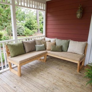 The Cedar Corner Sectional – Woodworking Plans, DIY L-Shaped Porch Bench, PDF Digital Download, Modern Farmhouse Outdoor Sofa Blueprints