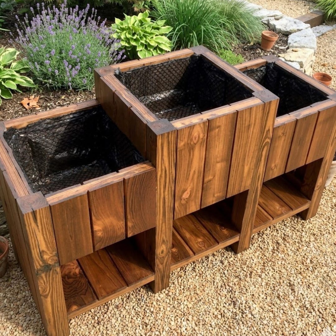 Woodworking Plans 3 Tier Raised Planter Box With Storage, DIY Garden ...