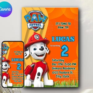 Bearbeitbar Paw Patrol Geburtstagseinladung | Benutzerdefinierte Kinder-Party einladen | Sofortdownload | Druckbares digitales PDF | Personalisiert für Kinder