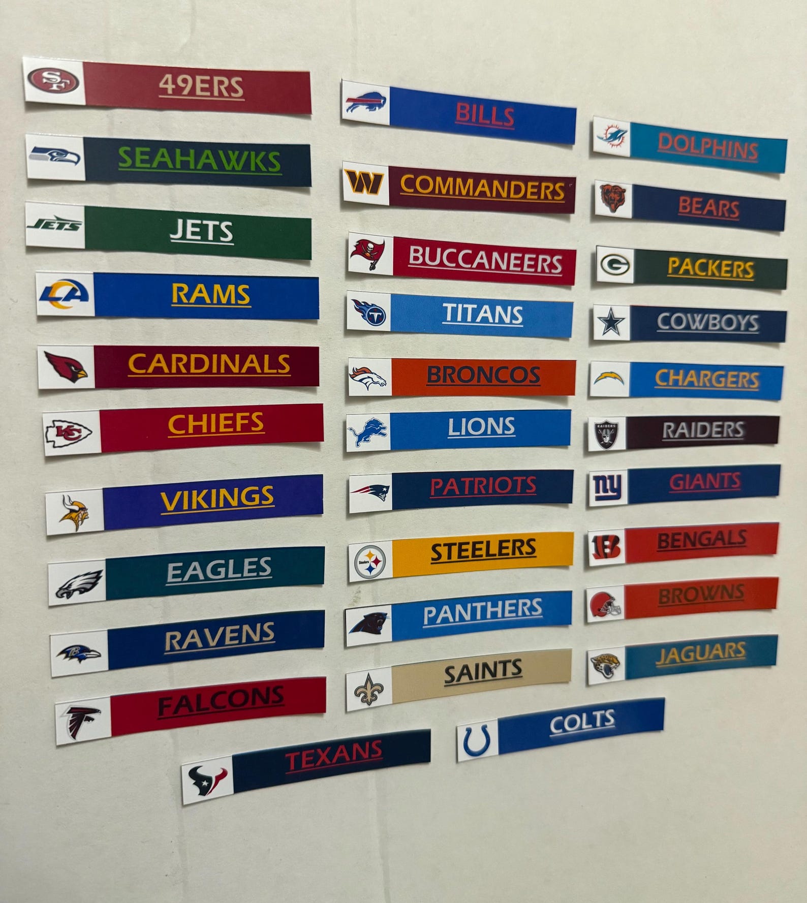 Team Label Sticker NFL Team Color/name Sticker Labels for BCW Card Dividers - Labels Only ...