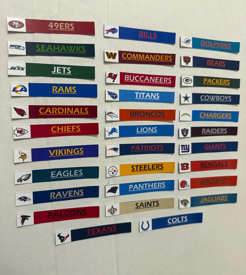 Nfl Label NFL Team Color/name Sticker Labels for BCW Card Dividers - Labels Only ...