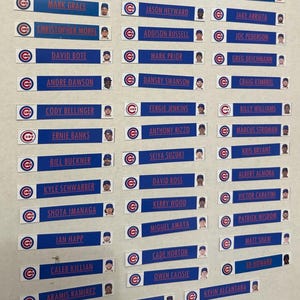 20 Etiquetas de Jogadores do Chicago Cubs para Divisores de Cartões BCW - Você Escolhe - Somente Etiquetas