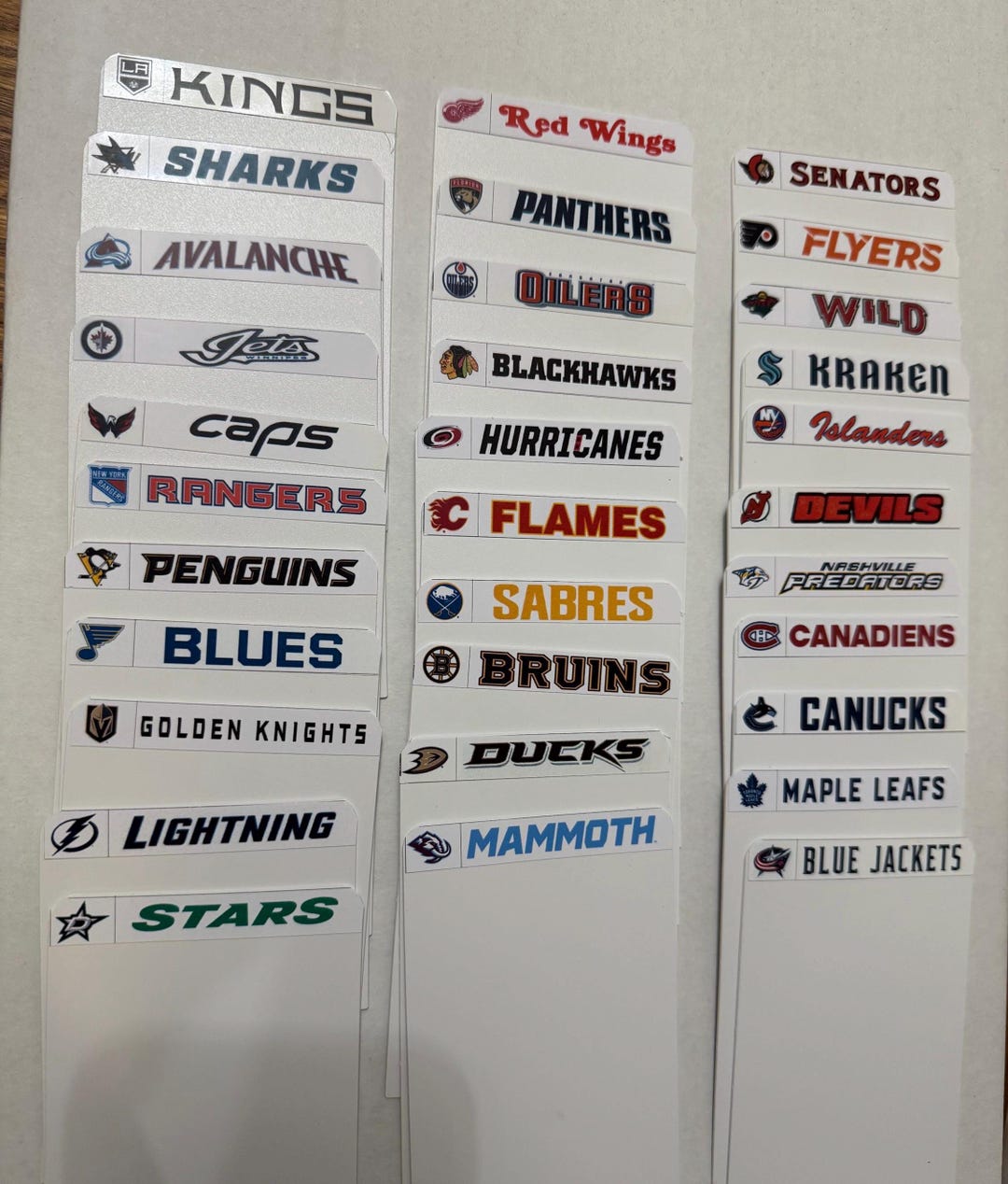 Customized BCW Tall Dividers With NHL Team Wordmark Labels - Etsy