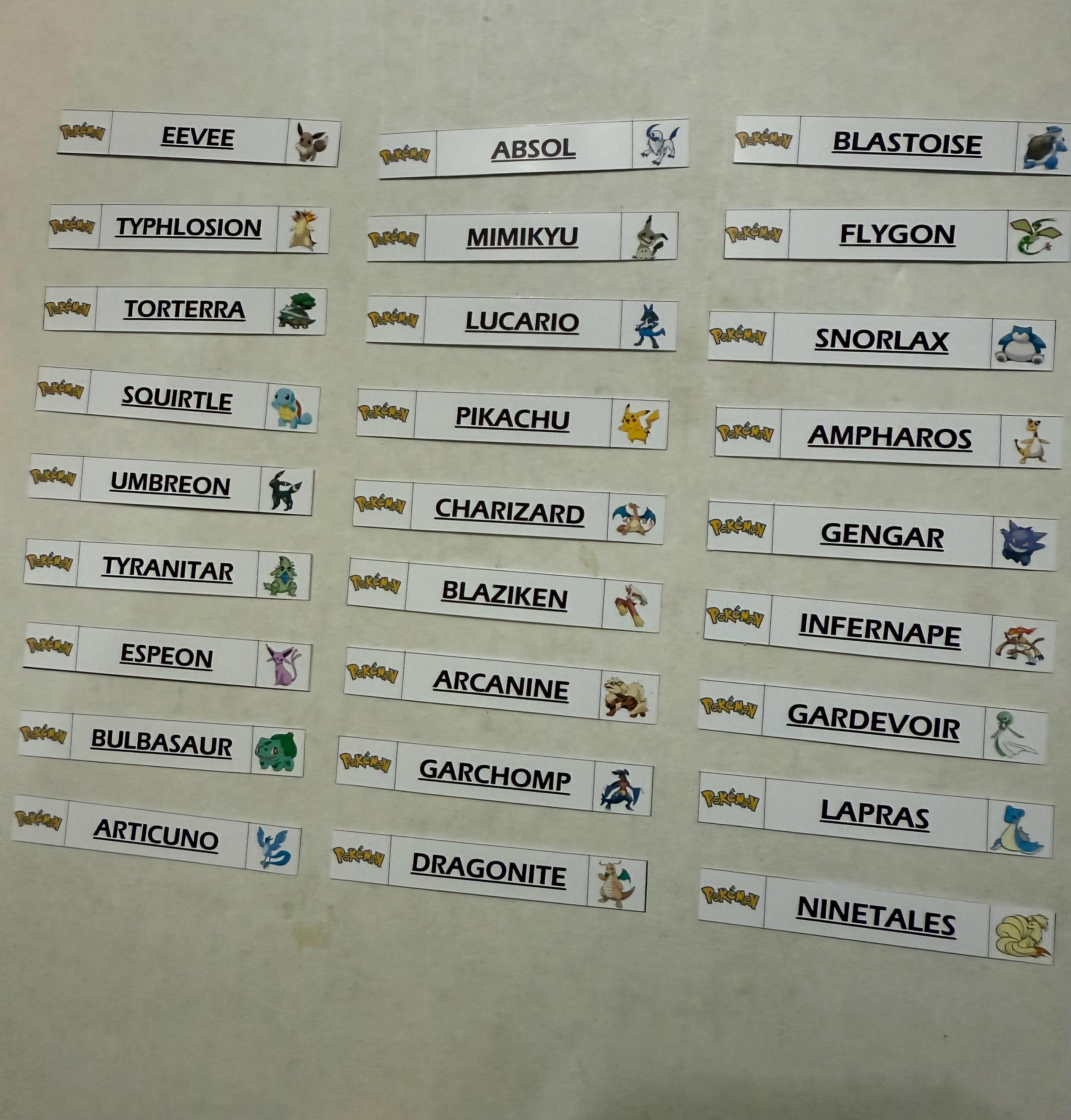Pokemon Address Labels 20 Pokémon Character Sticker Labels for BCW Card Dividers - You Pick ...