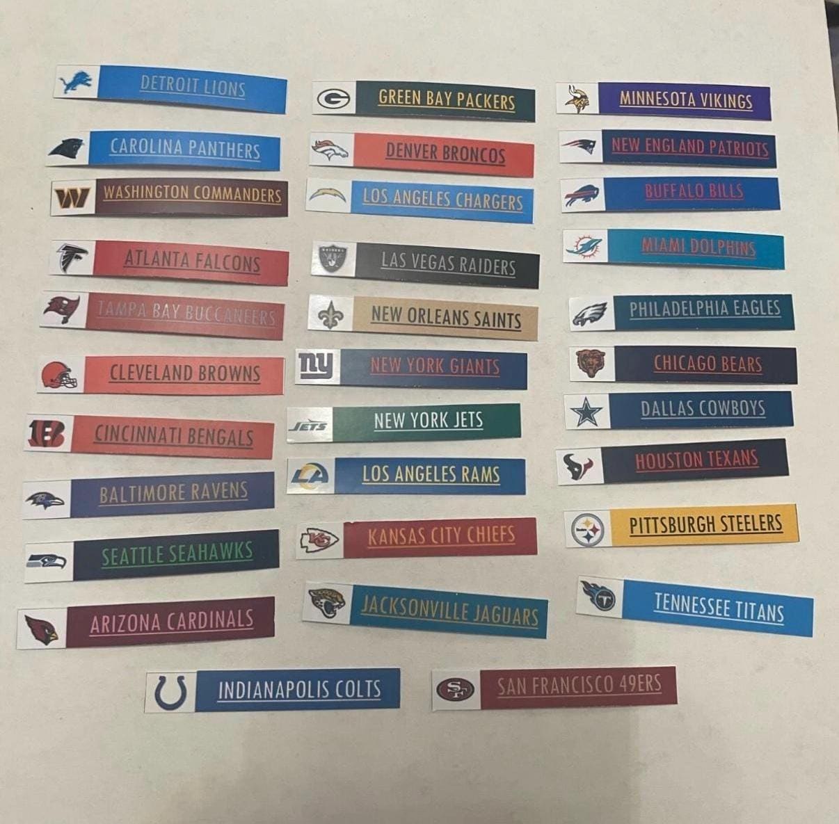 NFL Team Color Sticker Labels for BCW Card Dividers - Labels Only - Etsy