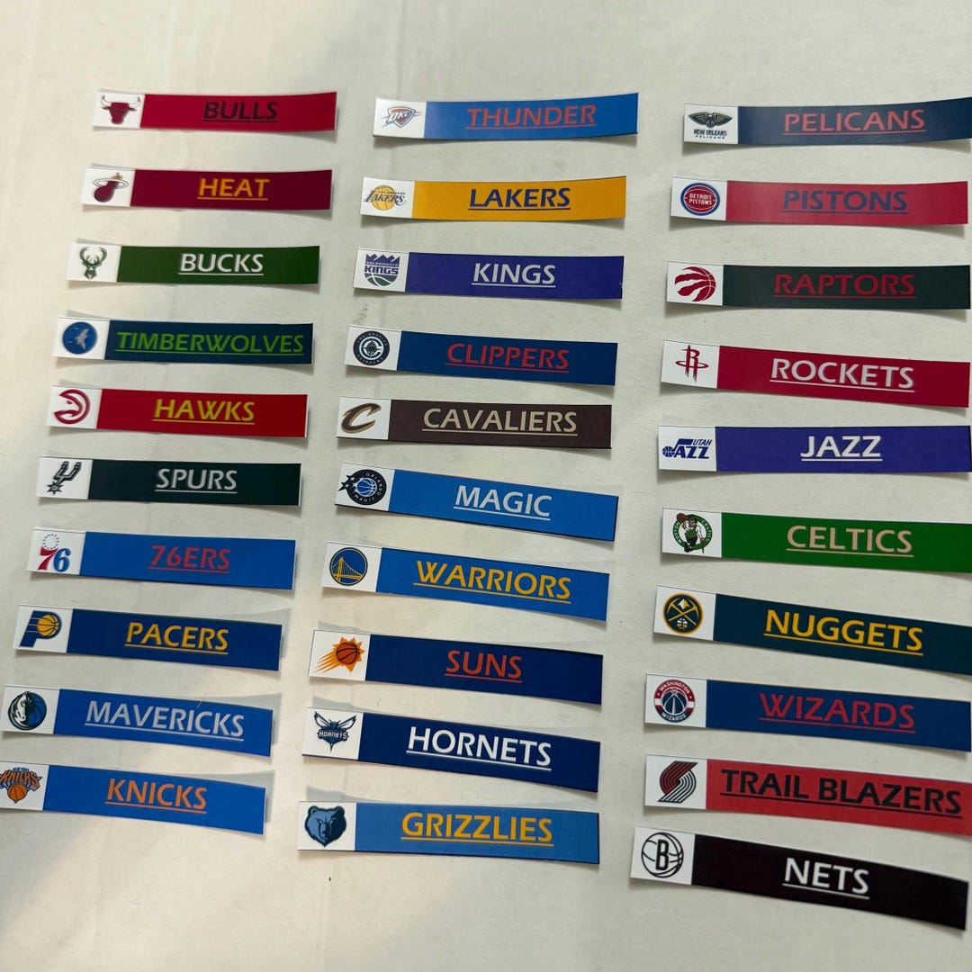 NBA Team Color/name Sticker Labels for BCW Card Dividers - Labels Only ...