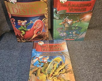 Geronimo Stilton Kingdom of Fantasy – 3-Book Adventure Set (Hardcover, Like New)