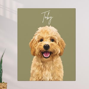Custom Dog Canvas Portrait – Personalized Cartoon Illustration Pet Wall Art – Ready to Hang Canvas - Photo to Print