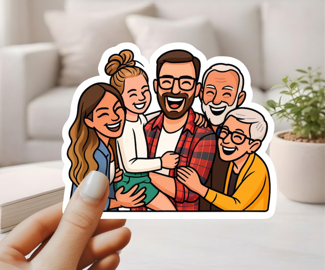 Custom Family Photo-to-Drawing Stickers