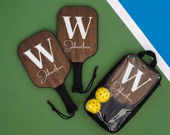 Custom Pickleball Paddles – Wooden Personalized Name & Initial Pickleball Paddle Set